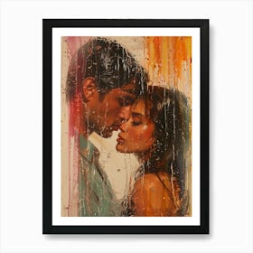 Kissing In The Rain Art Print