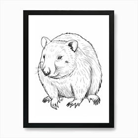 B&W Wombat Art Print