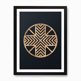 Abstract Geometric Gold Glyph on Dark Teal n.0093 Art Print