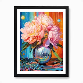 Disco Ball And Peonies Still Life 6 Art Print