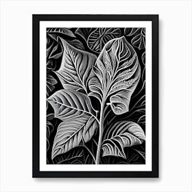 Pepper Leaf Linocut Art Print
