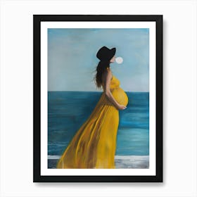 Pregnant Woman In Yellow Dress Art Print