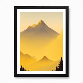 Misty Mountains Vertical Composition In Yellow Tone 35 Art Print