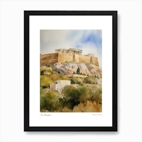 The Acropolis, Athens 3 Watercolour Travel Poster Art Print