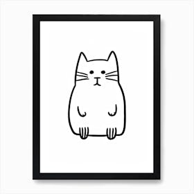 Cat Line Drawing Sketch 3 Art Print