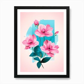 Pink Flowers On A Pink Background 2 Art Print