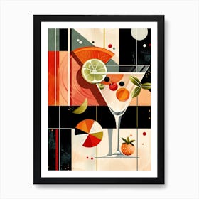 Orange & Lime Art Deco Inspired Cocktail 3 Art Print