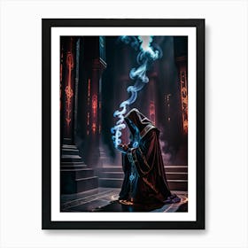 Dark priest praying Art Print