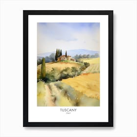 Tuscany Italy Watercolour Travel Poster 2 Art Print