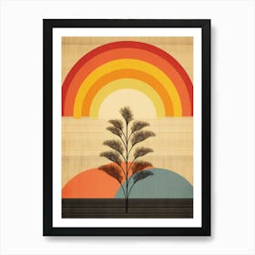 Tree And A Rainbow boho art Art Print