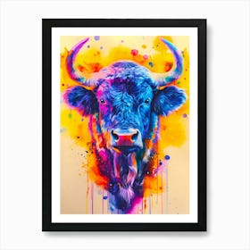 Colorful Bull Art Print