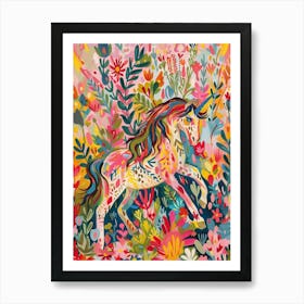 Floral Unicorn Galloping Fauvism Inspired 3 Art Print