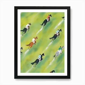 Galopp Rennbahn, Mit Pferden und Reiter, Malerei Art Print