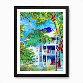Key West Florida Pointillism Style Tropical Destination Art Print