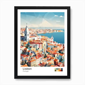 Lisbon, Portugal, Geometric Illustration 4 Poster Art Print