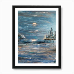 Moonlight Over The Water 1 Art Print