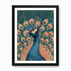 Peacock Portrait Sketch 6 Art Print