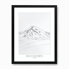 Mount Olympus Greece Line Drawing 3 Poster Art Print