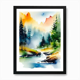 Watercolor Landscape Painting 7 Art Print