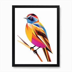 Colourful Geometric Bird Lark 1 Art Print