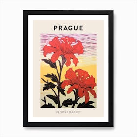 Prague Czech Republic Botanical Flower Market Poster Art Print