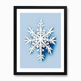 Fernlike Stellar Dendrites, Snowflakes, Retro Minimal 2 Art Print