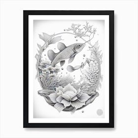 Kikokuryu Koi Fish Haeckel Style Illustastration Art Print