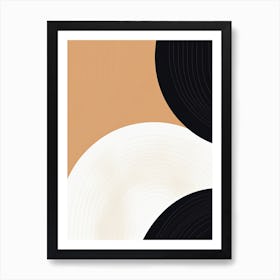 Bauhaus Dreamscape: Abstract Beige Circles Art Print