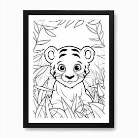 Line Art Jungle Animal Tiger 3 Art Print