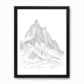 Mount Logan Canada Line Drawing 2 Art Print