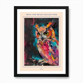 Kitsch Colourful Owl Collage 1 Poster Art Print