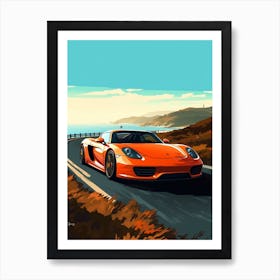 A Porsche Carrera Gt In The Pacific Coast Highway Car Illustration 1 Art Print