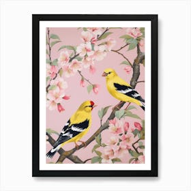 Vintage Japanese Inspired Bird Print American Goldfinch 4 Art Print