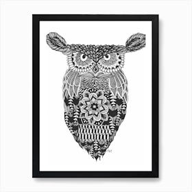 Black and White Owl Art Print
