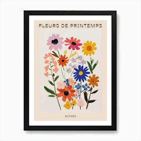 Spring Floral French Poster  Asters 5 Art Print