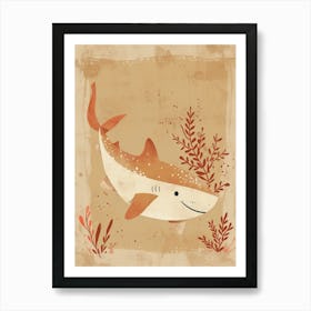 Cute Muted Pastels Shark & Coral 2 Art Print