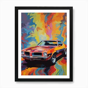 Pontiac Firebird Vintage Car Matisse Style Drawing Colourful 2 Art Print