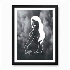 Black Smoke Girl Silhouette Dark Feminine Woman Body Contemporary Modern Abstract Minimalist Aesthetic Art Print
