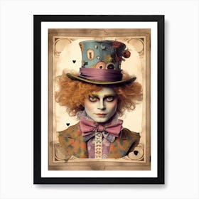 Alice In Wonderland Vintage Playing Card The Mad Hatter Art Print