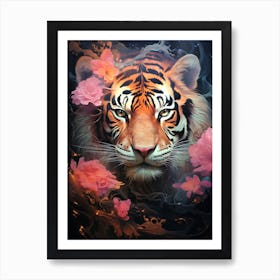 Tiger With Flowers 2 Art Print