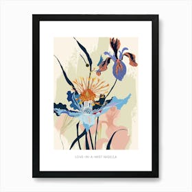 Colourful Flower Illustration Poster Love In A Mist Nigella 2 Art Print