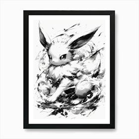 Eevee Black And White Art Print