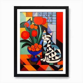 Anemone With A Cat 4 Cubism Picasso Style Art Print