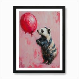 Cute Badger 2 With Balloon Art Print