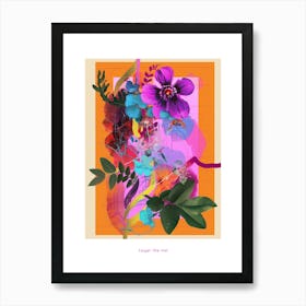 Forget Me Not 3 Neon Flower Collage Poster Art Print