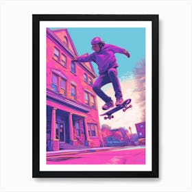 Skateboarding In Montreal, Canada Futuristic 2 Art Print