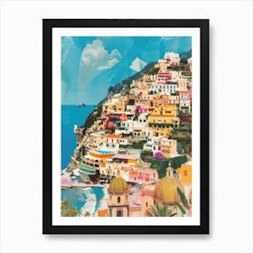 Positano   Retro Collage Style 1 Art Print