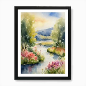 Watercolor Of A River Affiche