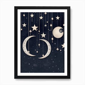 Moon And Stars Boho Celestial 7 Art Print