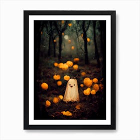 Halloween Bedsheet Ghost Art Print